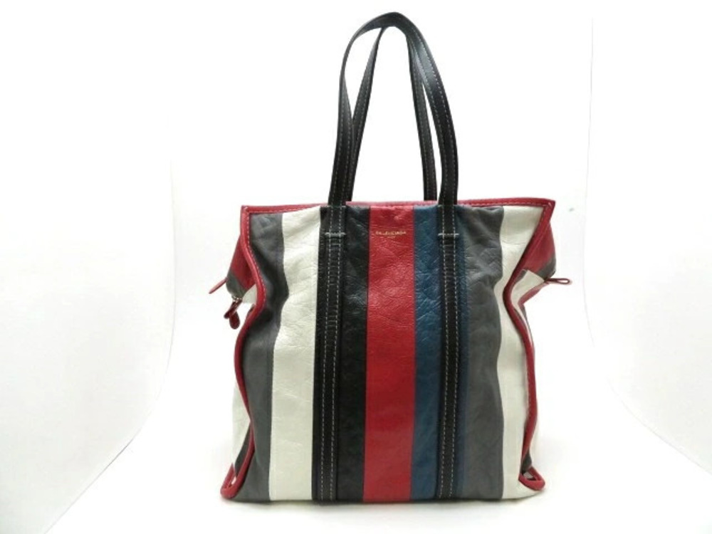 Balenciaga Tote Bag Bazaar Shopper Lambskin White Red Black